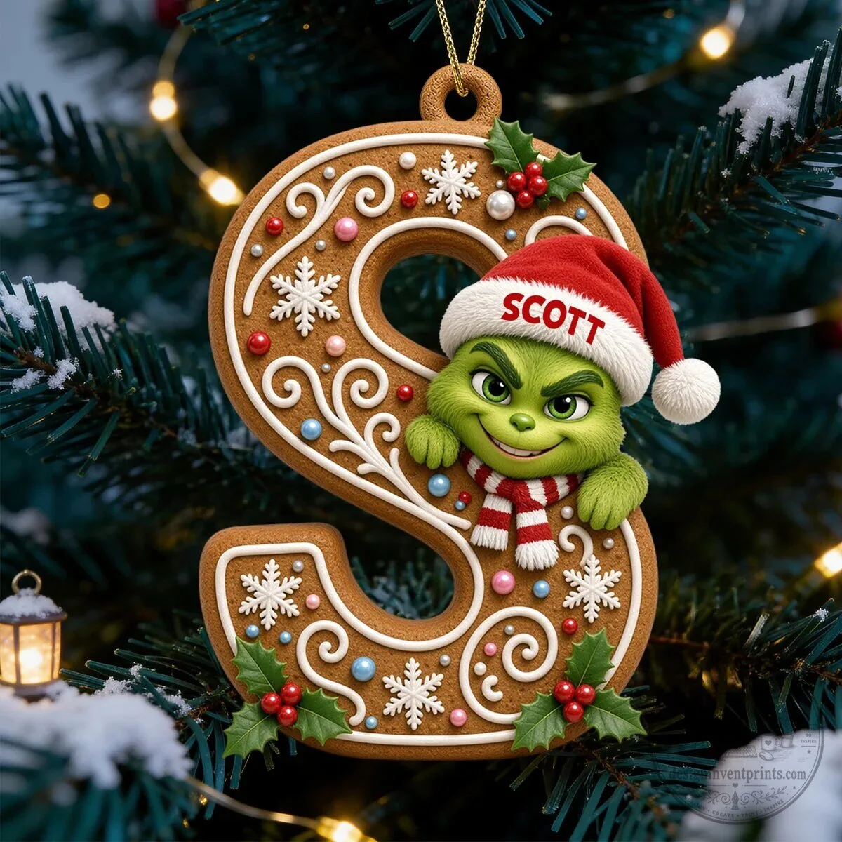 Grinch Christmas Initial A Gingerbread Cookie Ornament 13 Grinch Christmas Initial A Gingerbread Cookie Ornament