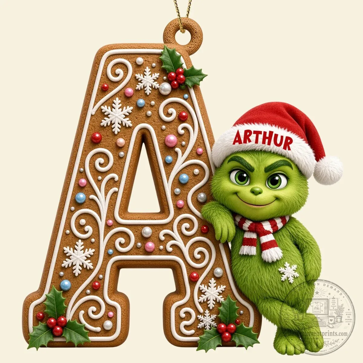 Grinch Christmas Initial A Gingerbread Cookie Ornament 14 Grinch Christmas Initial A Gingerbread Cookie Ornament