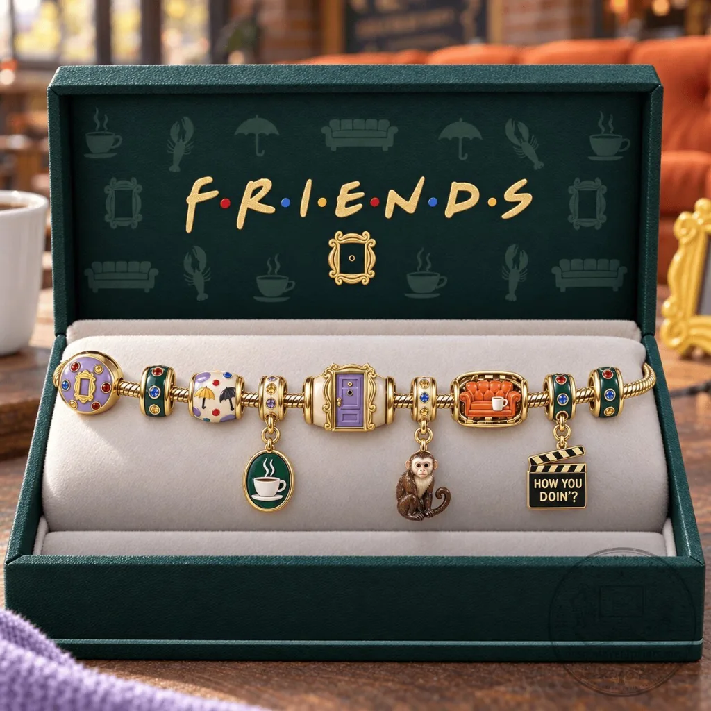 Friends Television Series Charm Bracelet with Central Perk Coffee Cup