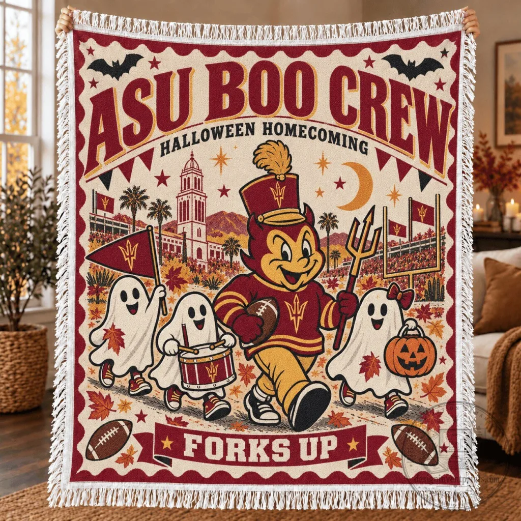 Arizona State Sun Devils Halloween Homecoming Boo Crew Blanket Arizona State Sun Devils Halloween Homecoming Boo Crew Blanket
