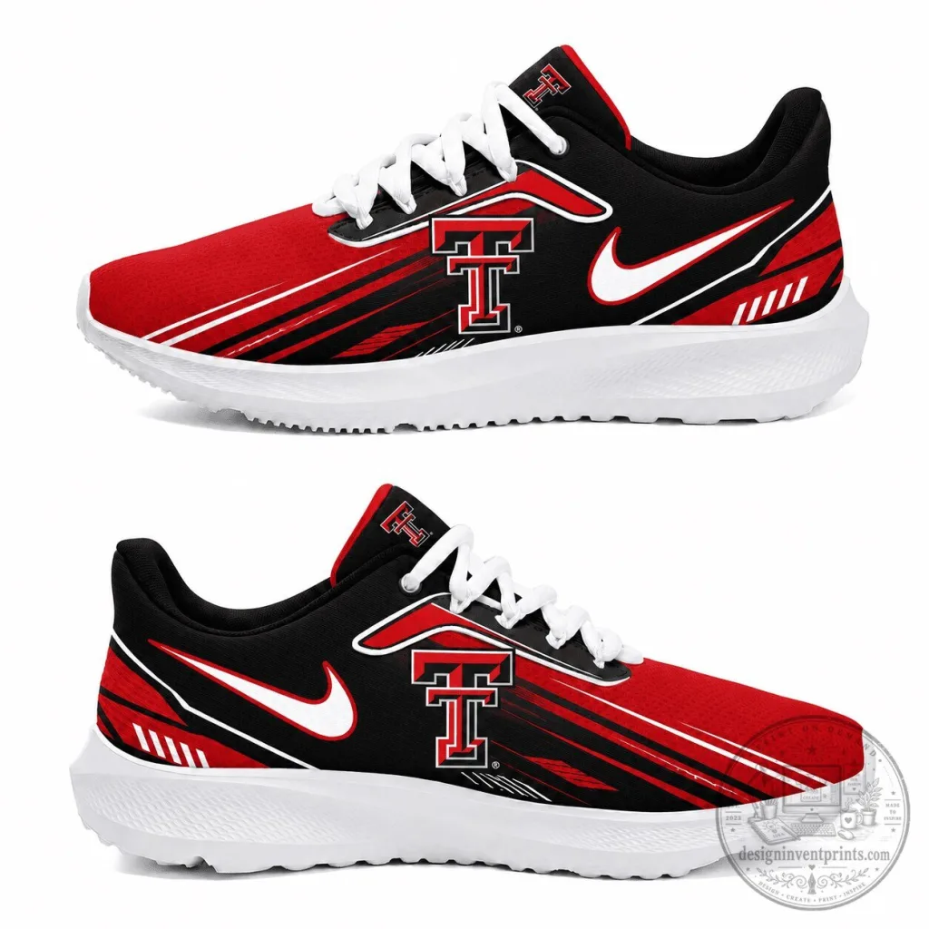 Texas Tech Red Raiders Black and Red Sport Running Shoes Texas Tech Red Raiders Black and Red Sport Running Shoes