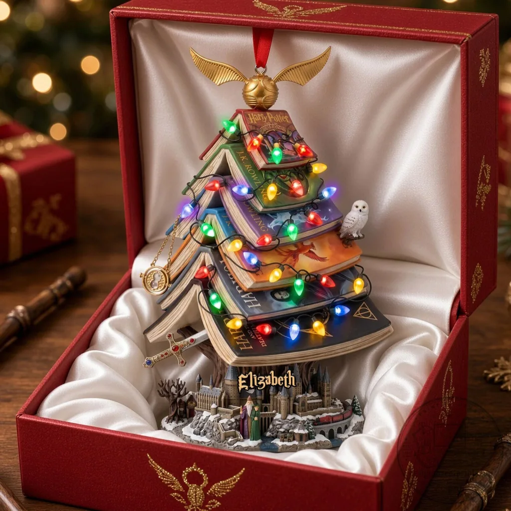 Harry Potter Book Stack Christmas Tree Ornament Personalized Gift Harry Potter Book Stack Christmas Tree Ornament Personalized Gift