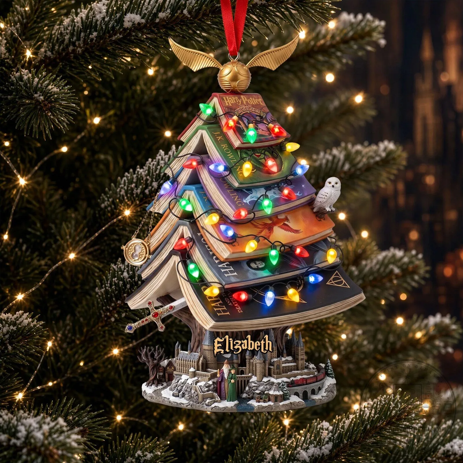 Harry Potter Book Stack Christmas Tree Ornament Personalized Gift 9 Harry Potter Book Stack Christmas Tree Ornament Personalized Gift
