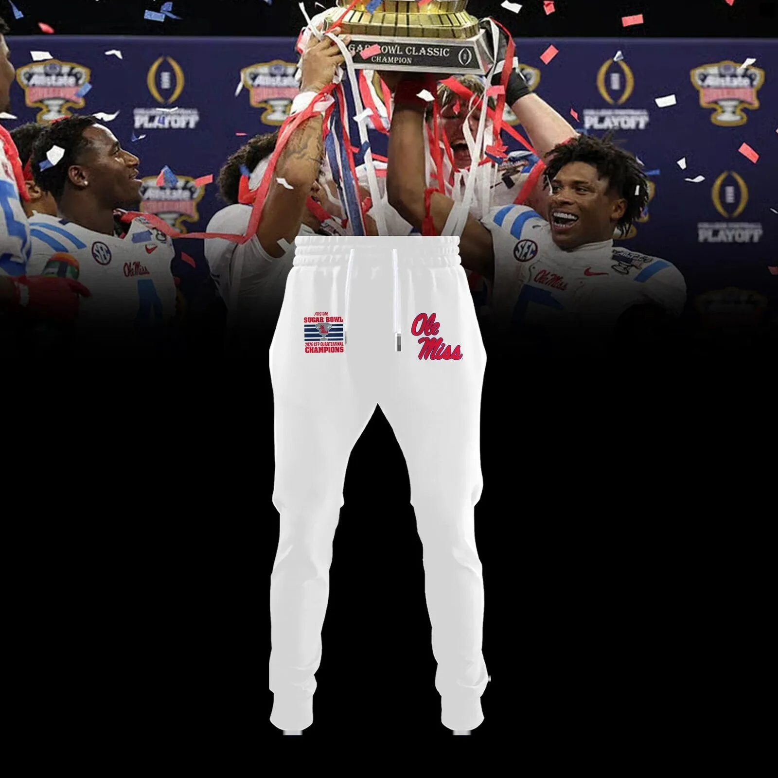 Ole Miss Rebels 2026 Sugar Bowl Champions Playoff Quarterfinal White T-Shirt 9 Ole Miss Rebels 2026 Sugar Bowl Champions Playoff Quarterfinal White T-Shirt