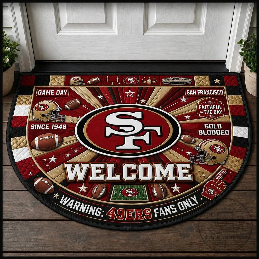 San Francisco Football Team Welcome Doormat for Loyal Fans 1 San Francisco Football Team Welcome Doormat for Loyal Fans