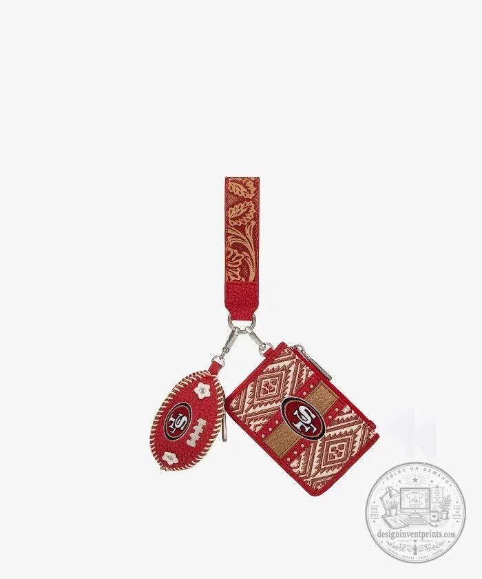 San Francisco 49ers Football Team Wristlet Wallet and Keychain Set