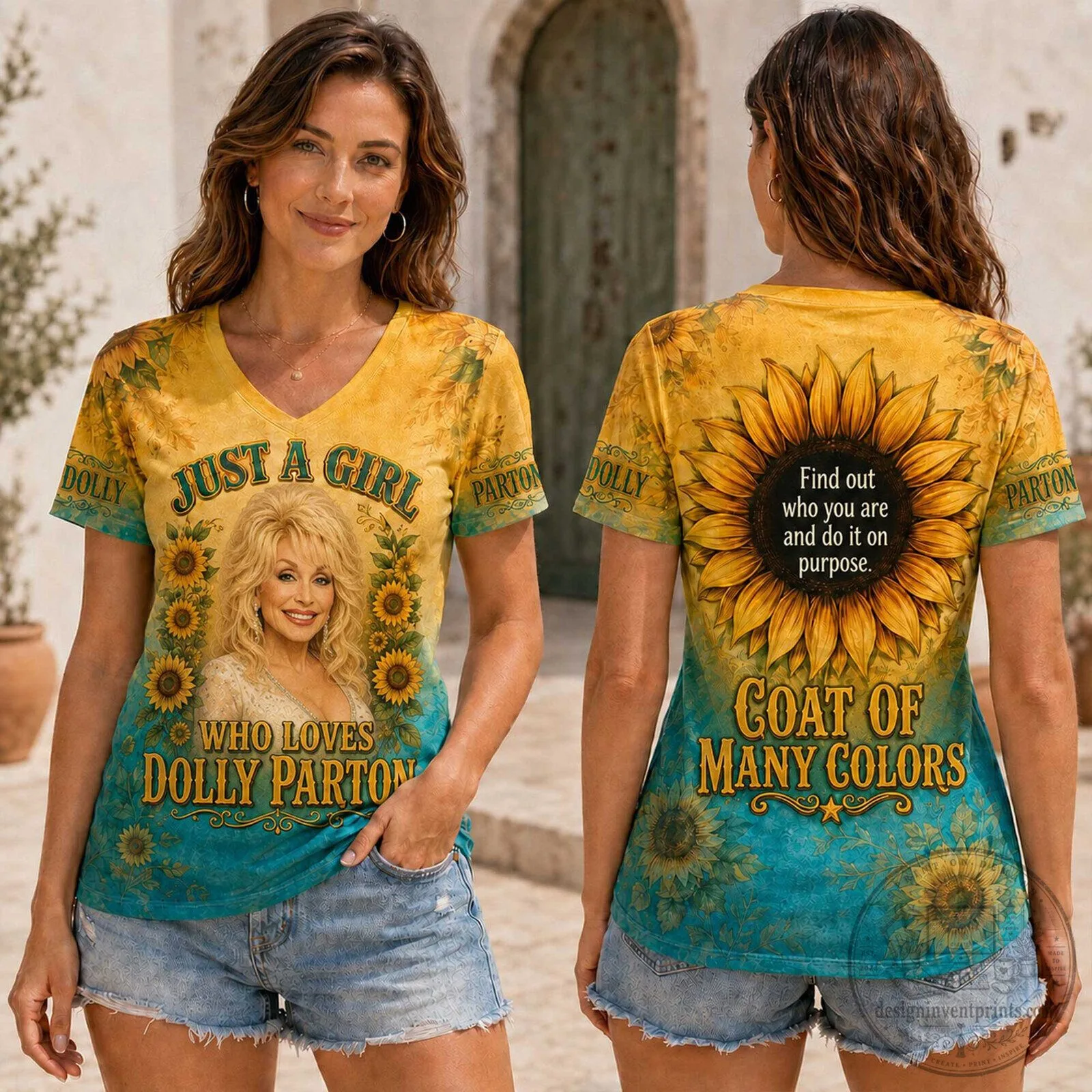 Dolly Parton Shirt, Sunflower V-Neck T-Shirt, Just A Girl Who Loves Dolly Parton