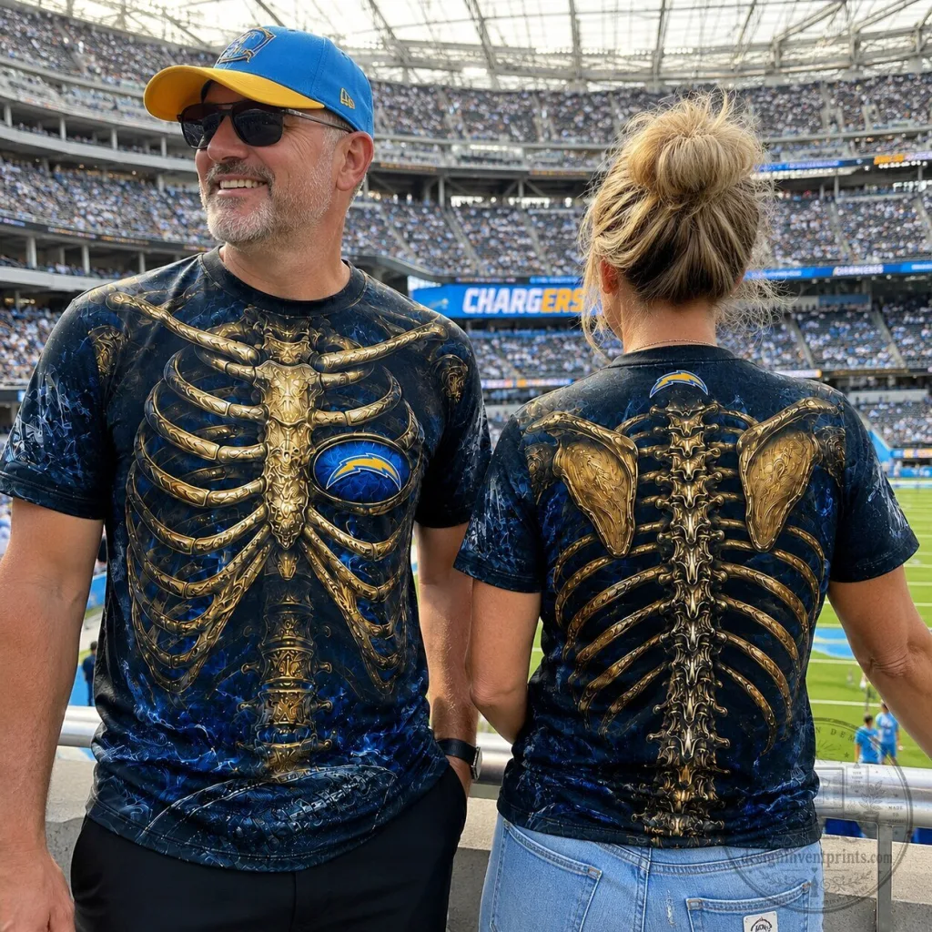 Los Angeles Chargers Football Skeleton Rib Cage T-Shirt Los Angeles Chargers Football Skeleton Rib Cage T-Shirt