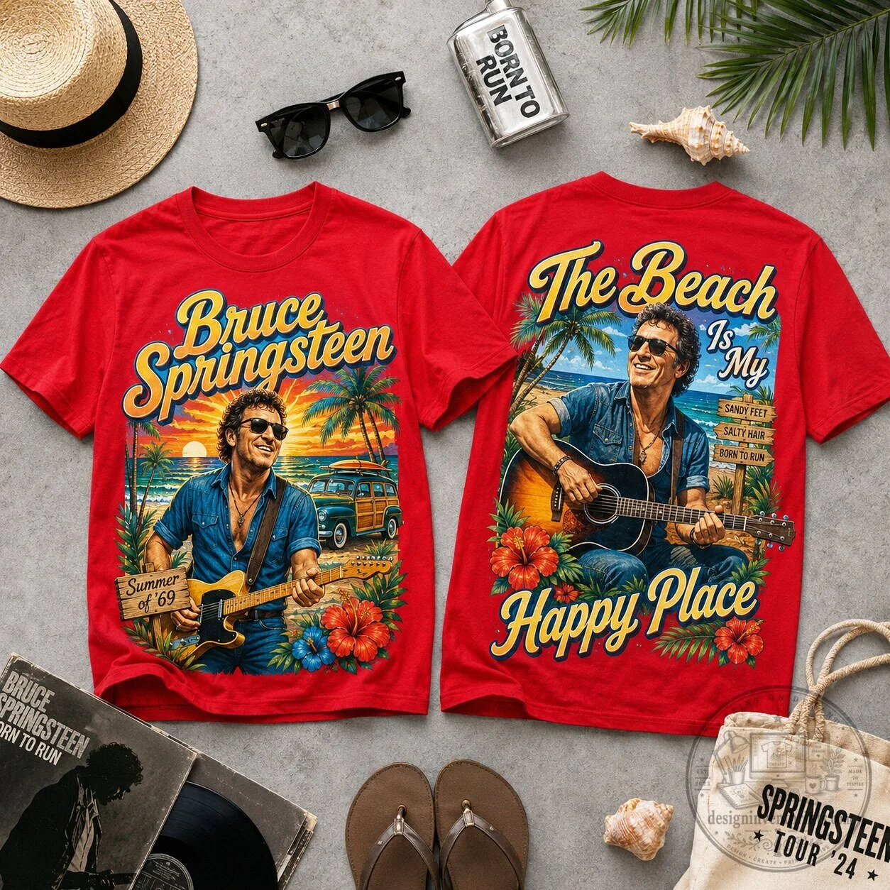 Bruce Springsteen Summer of '69 The Beach Is My Happy Place T-Shirt