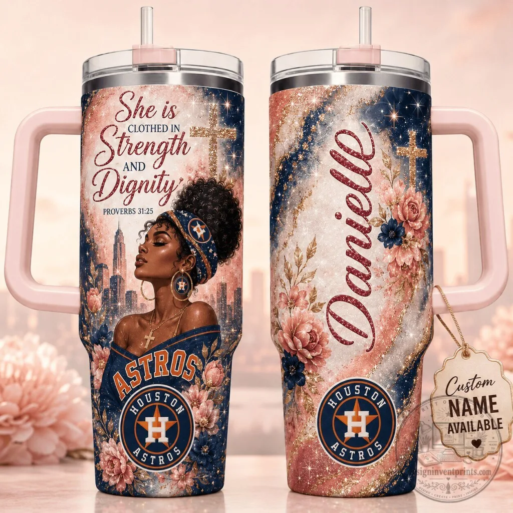 Houston Astros Baseball Personalized Stainless Steel Tumbler for Women