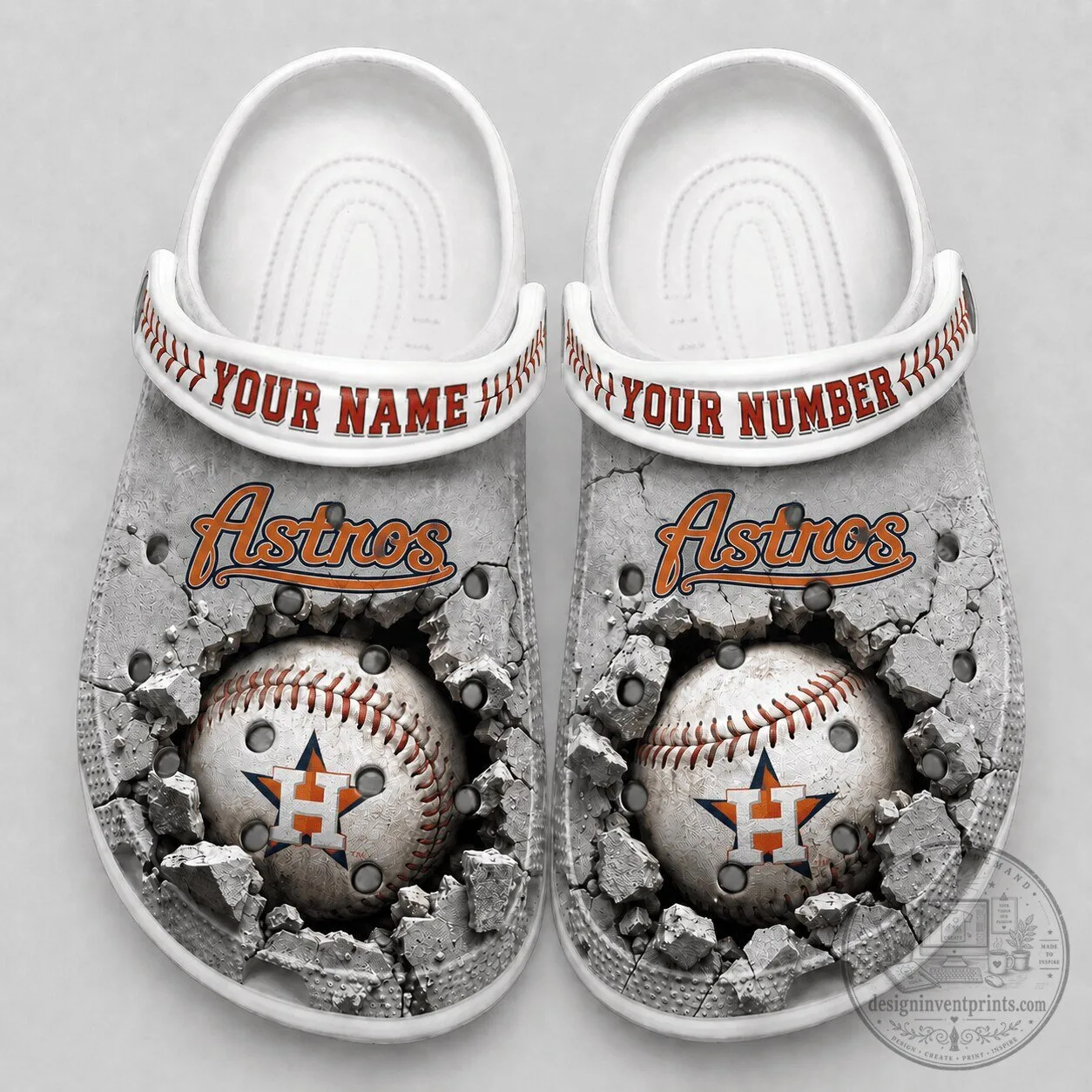 Houston Astros Baseball Cracked Concrete Design Shoes