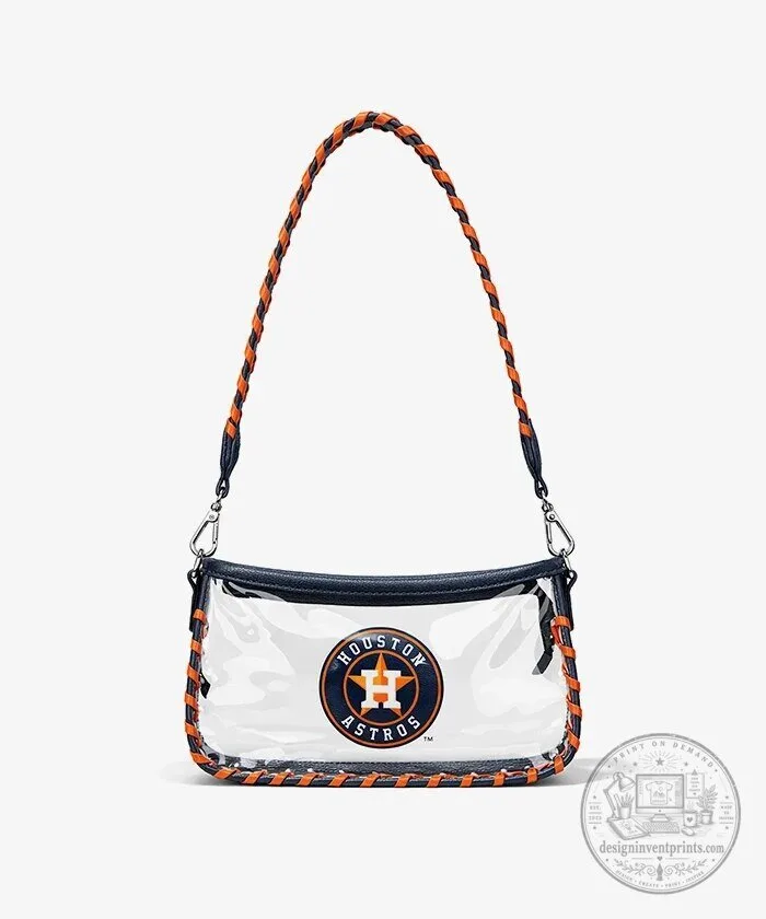 Houston Astros Baseball Clear Stadium Crossbody Bag with Braided Strap