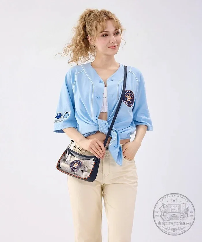 Houston Astros Baseball Clear Stadium Crossbody Bag with Braided Strap 14 Houston Astros Baseball Clear Stadium Crossbody Bag with Braided Strap