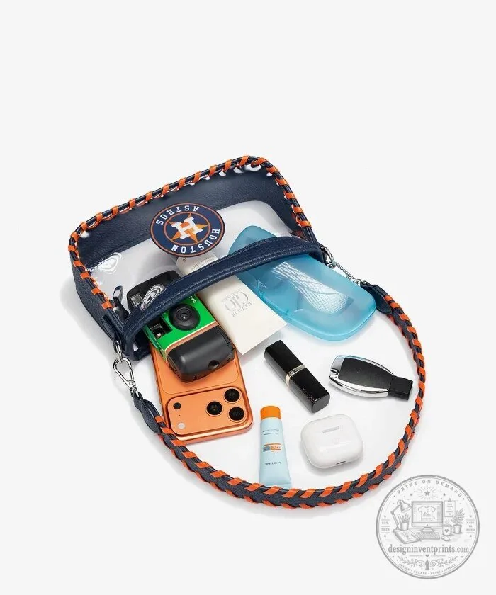 Houston Astros Baseball Clear Stadium Crossbody Bag with Braided Strap 16 Houston Astros Baseball Clear Stadium Crossbody Bag with Braided Strap