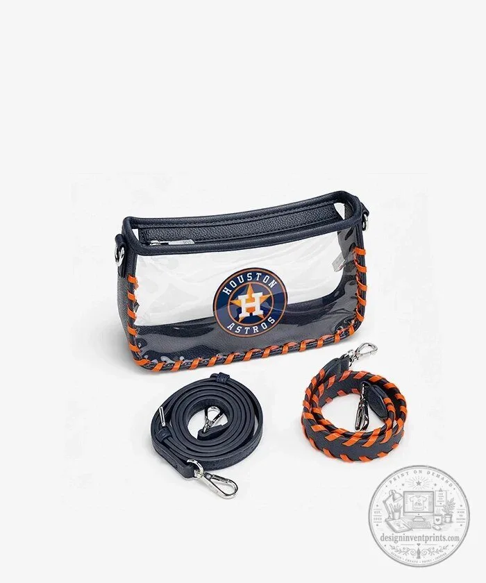 Houston Astros Baseball Clear Stadium Crossbody Bag with Braided Strap 18 Houston Astros Baseball Clear Stadium Crossbody Bag with Braided Strap