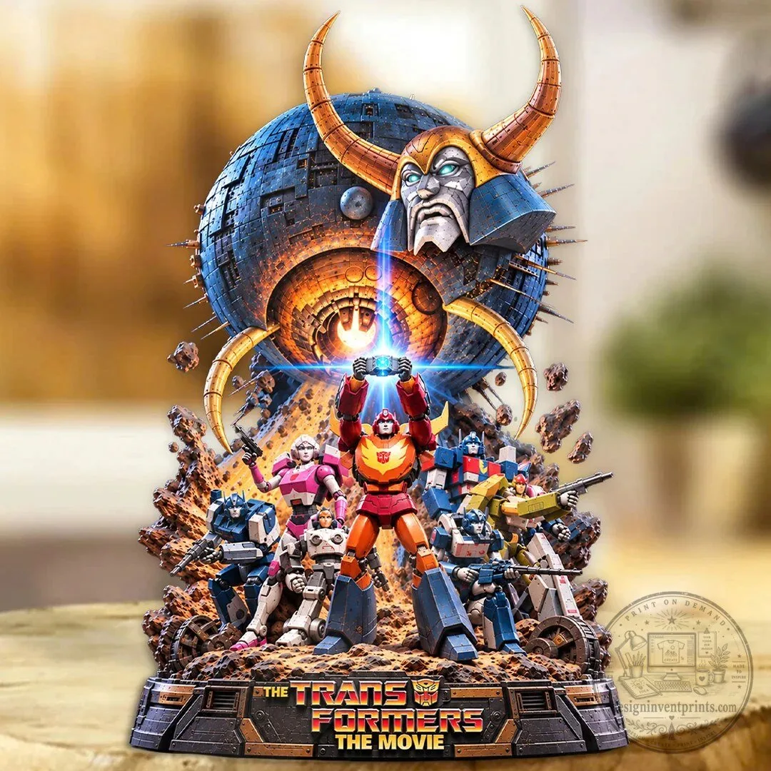 The Transformers The Movie Unicron and Autobots Custom Shape Acrylic Plaque