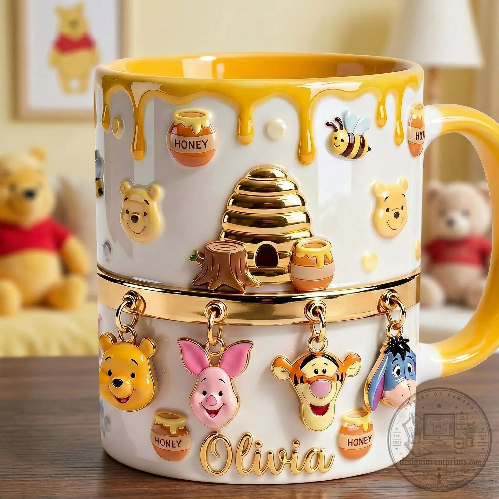 Winnie The Pooh And Friends Honey Drip Personalized Ceramic Coffee Mug