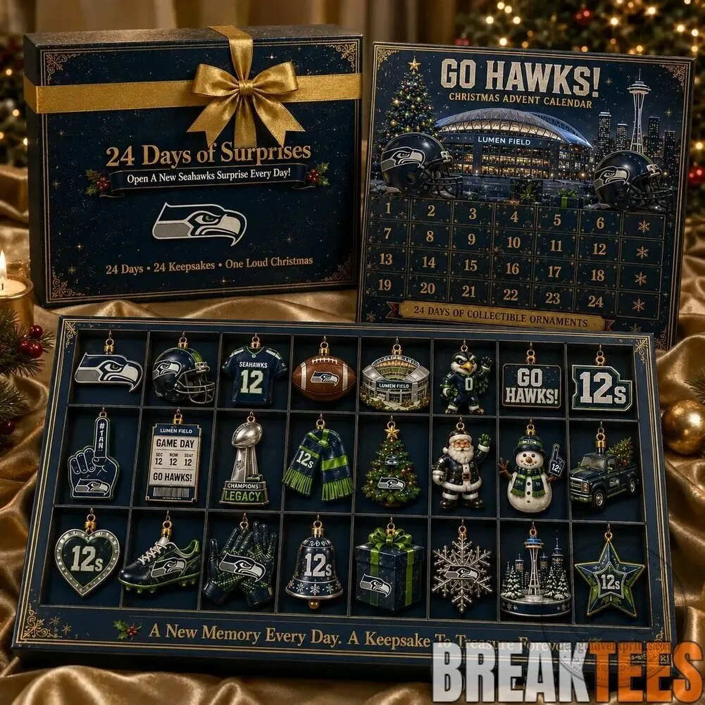Seattle Seahawks Christmas Advent Calendar with Twenty-Four Ornaments 12 Seattle Seahawks Christmas Advent Calendar with Twenty-Four Ornaments