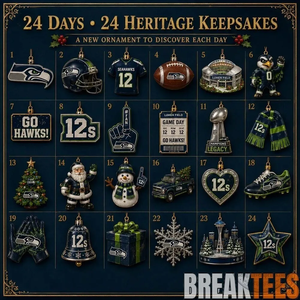 Seattle Seahawks Christmas Advent Calendar with Twenty-Four Ornaments 15 Seattle Seahawks Christmas Advent Calendar with Twenty-Four Ornaments