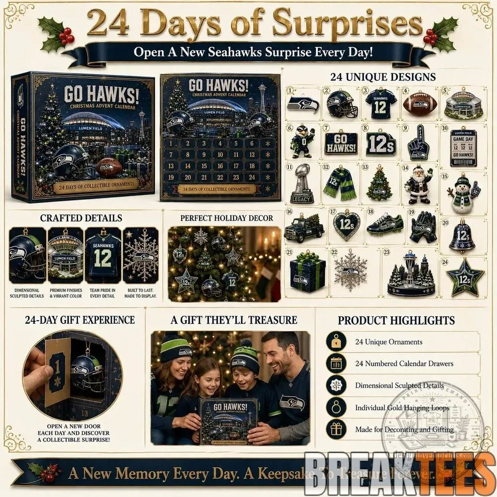 Seattle Seahawks Christmas Advent Calendar with Twenty-Four Ornaments 17 Seattle Seahawks Christmas Advent Calendar with Twenty-Four Ornaments