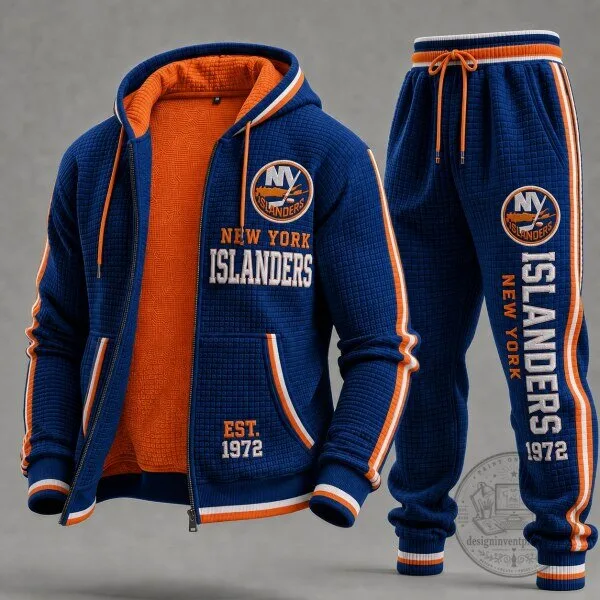 New York Islanders Full Zip Hoodie and Jogger Sweatpants Tracksuit Set