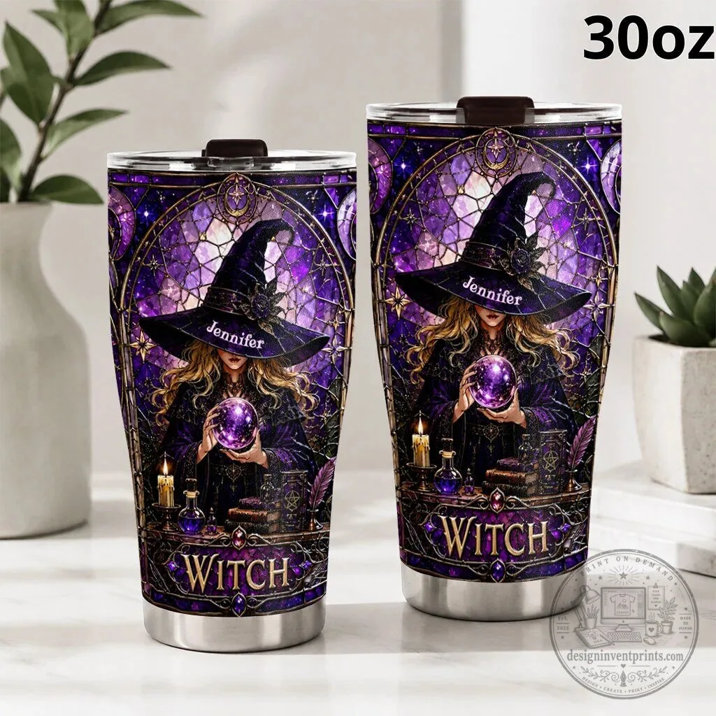 Personalized Witch Crystal Ball Halloween Purple Tumbler 13 Personalized Witch Crystal Ball Halloween Purple Tumbler