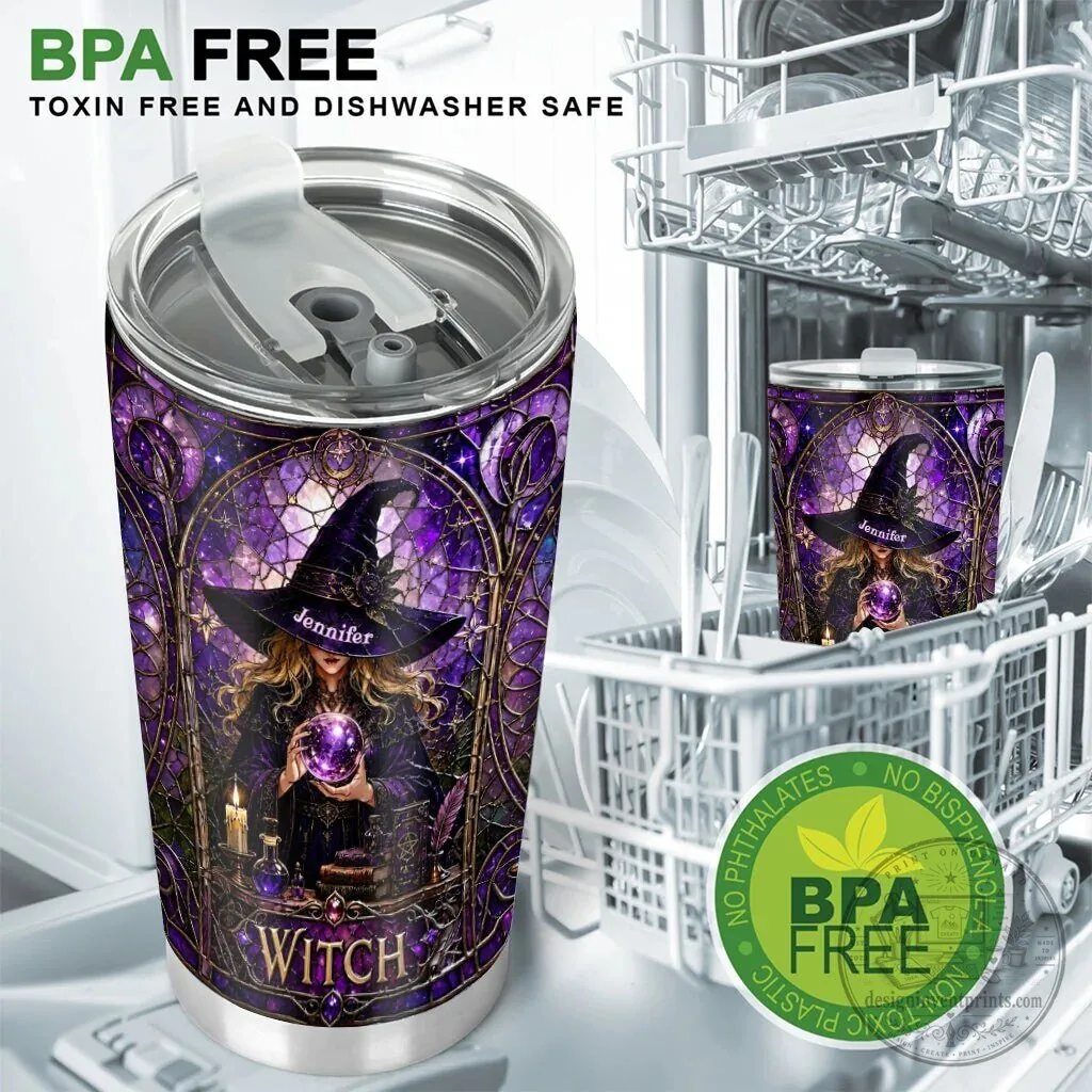 Personalized Witch Crystal Ball Halloween Purple Tumbler 17 Personalized Witch Crystal Ball Halloween Purple Tumbler