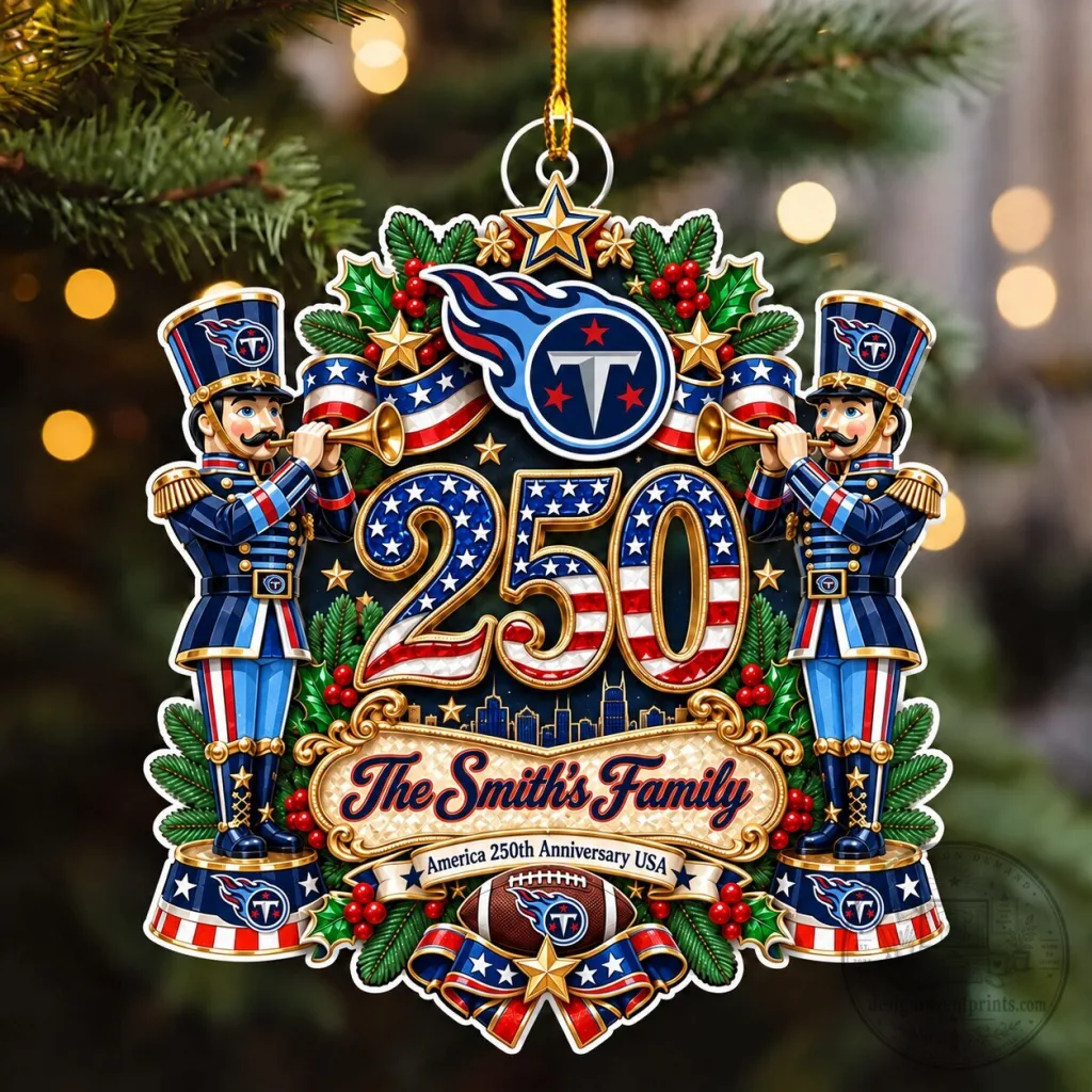 Tennessee Titans American 250th Anniversary Christmas Custom Name Ornament Tennessee Titans American 250th Anniversary Christmas Custom Name Ornament