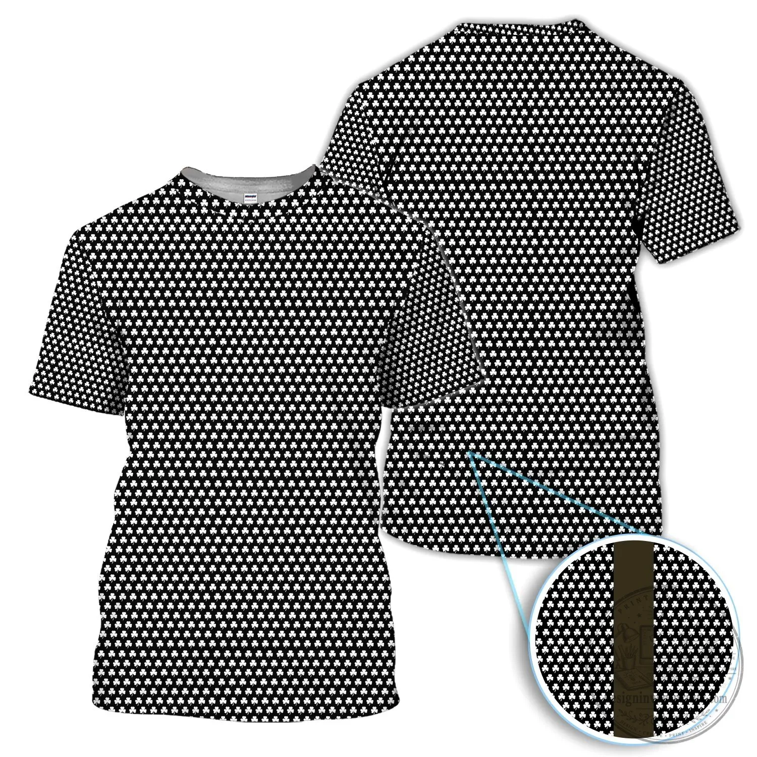 Black Clover Golf Polo Shirt, St Patrick's Day Shamrock Pattern Women's Apparel 34 Black Clover Golf Polo Shirt, St Patrick