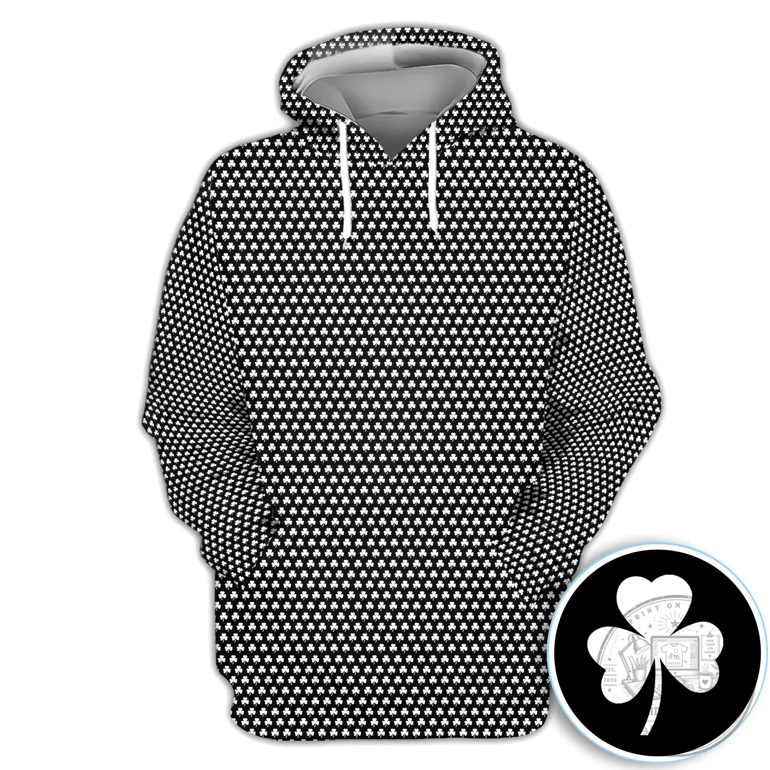 Black Clover Golf Polo Shirt, St Patrick's Day Shamrock Pattern Women's Apparel 35 Black Clover Golf Polo Shirt, St Patrick