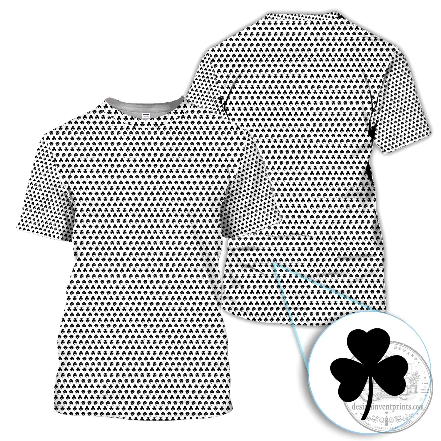Black Clover Golf Polo Shirt, St Patrick's Day Shamrock Pattern Women's Apparel 40 Black Clover Golf Polo Shirt, St Patrick