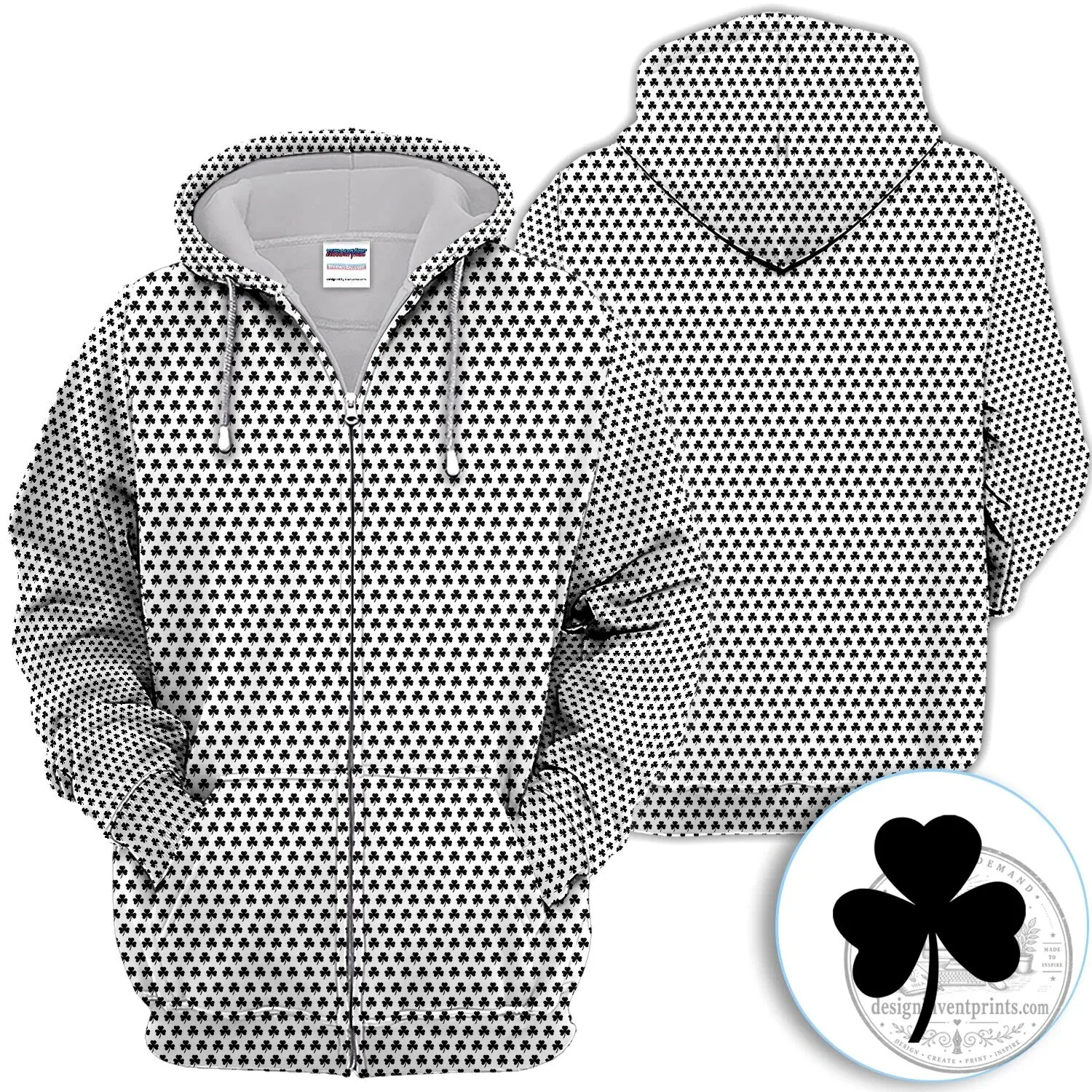 Black Clover Golf Polo Shirt, St Patrick's Day Shamrock Pattern Women's Apparel 42 Black Clover Golf Polo Shirt, St Patrick