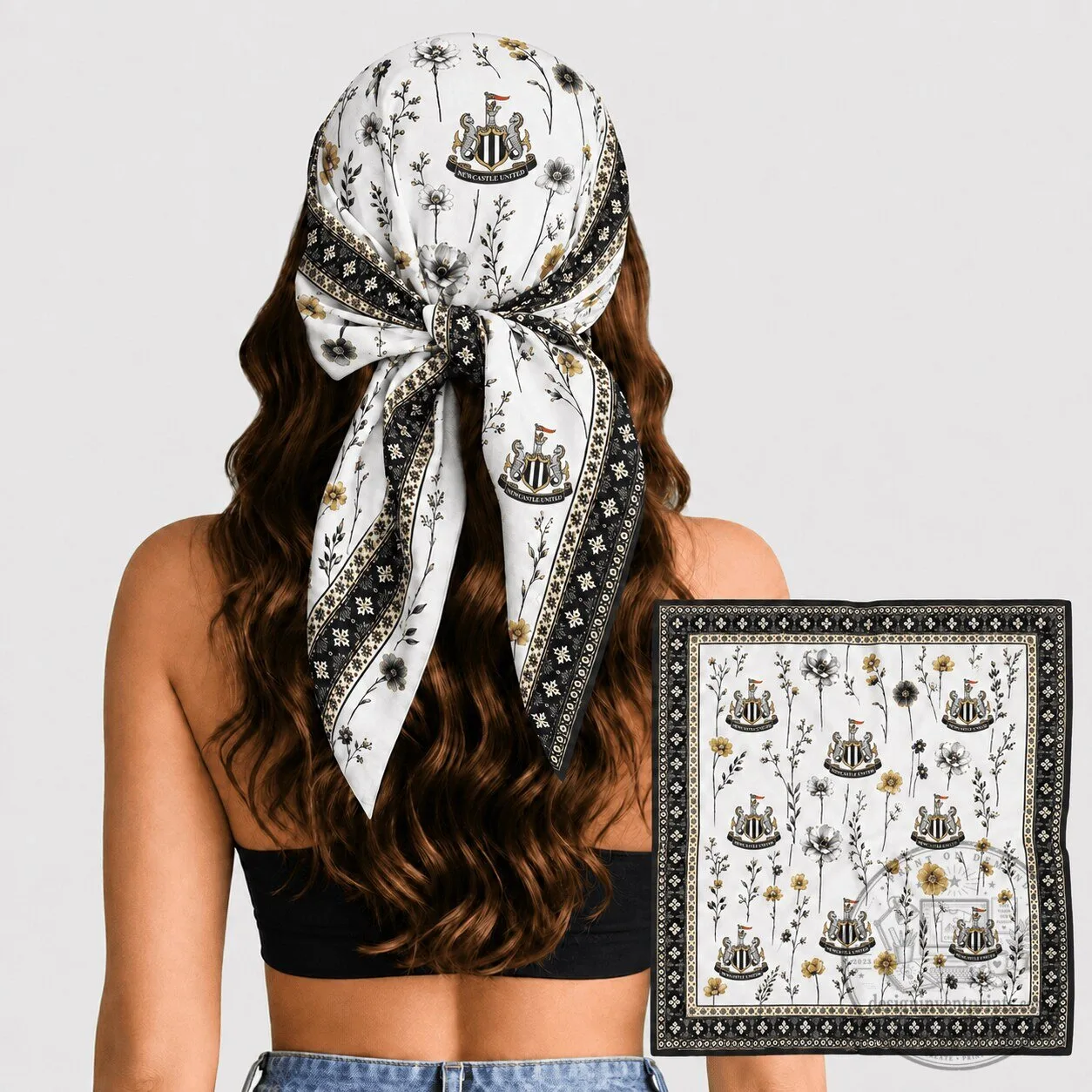 Newcastle United Floral Pattern Square Scarf