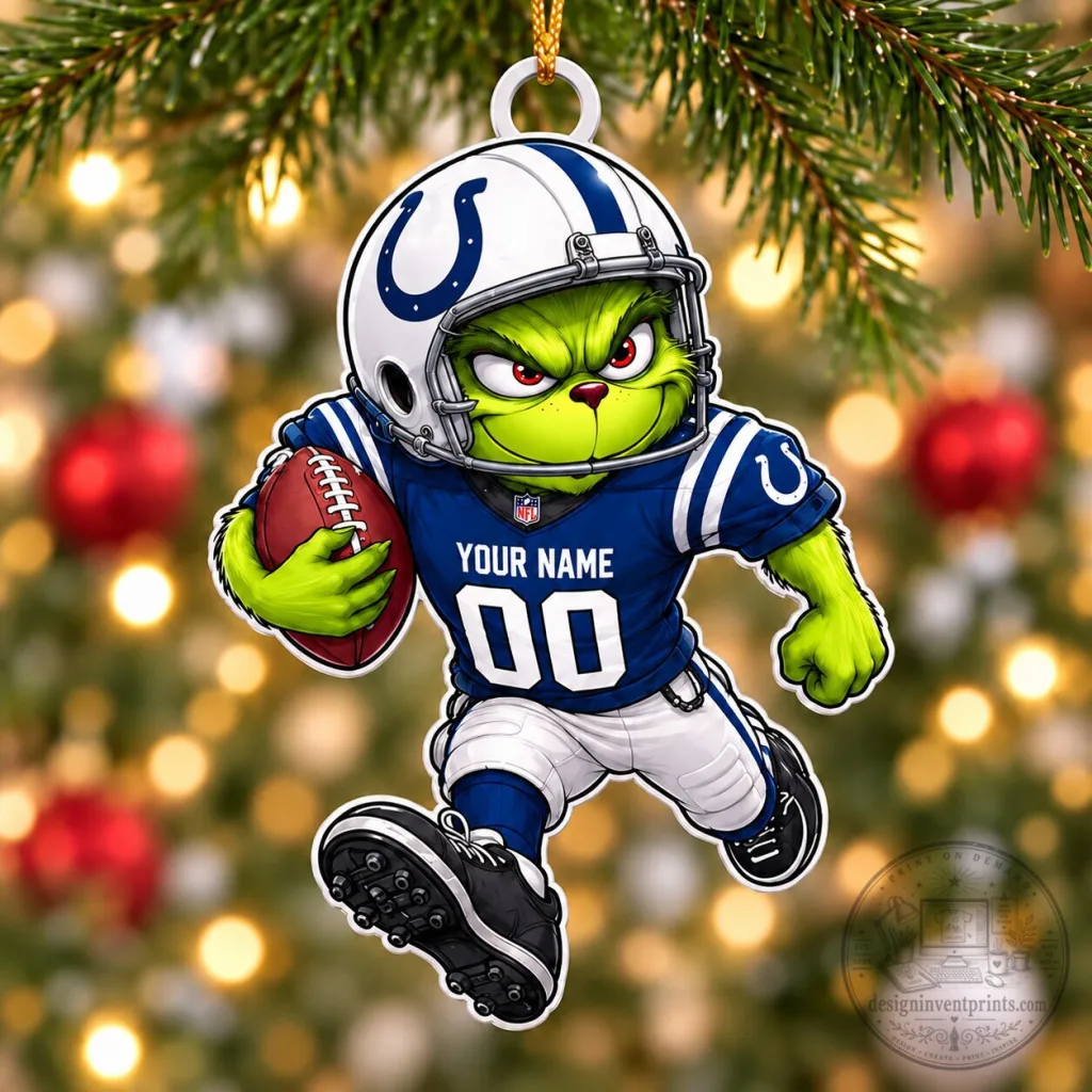 Indianapolis Colts Grinch Football Player Christmas Tree Ornament 20 Indianapolis Colts Grinch Football Player Christmas Tree Ornament