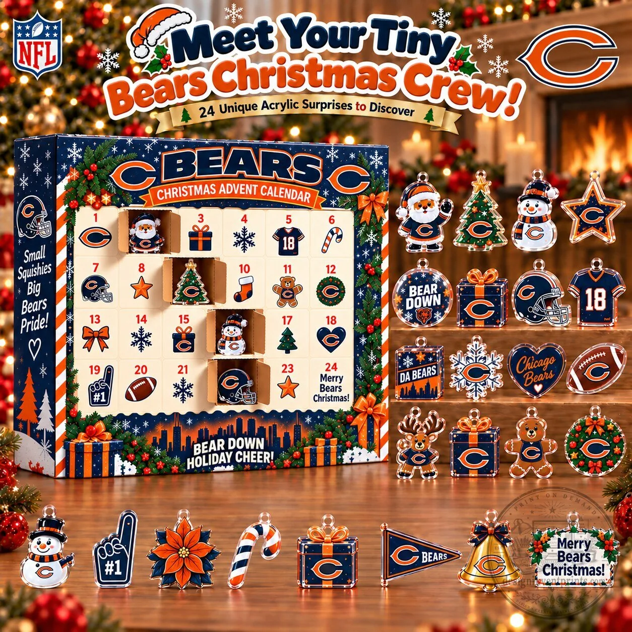 Chicago Bears National Football League Christmas Acrylic Blind Box Advent Calendar