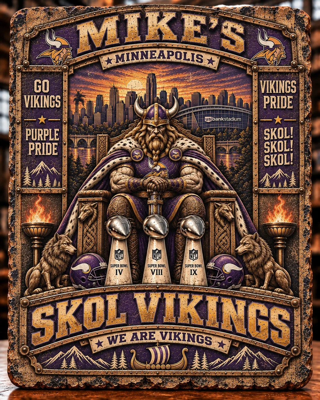 Minnesota Vikings Skol Vikings Football Team Wall Art Plaque
