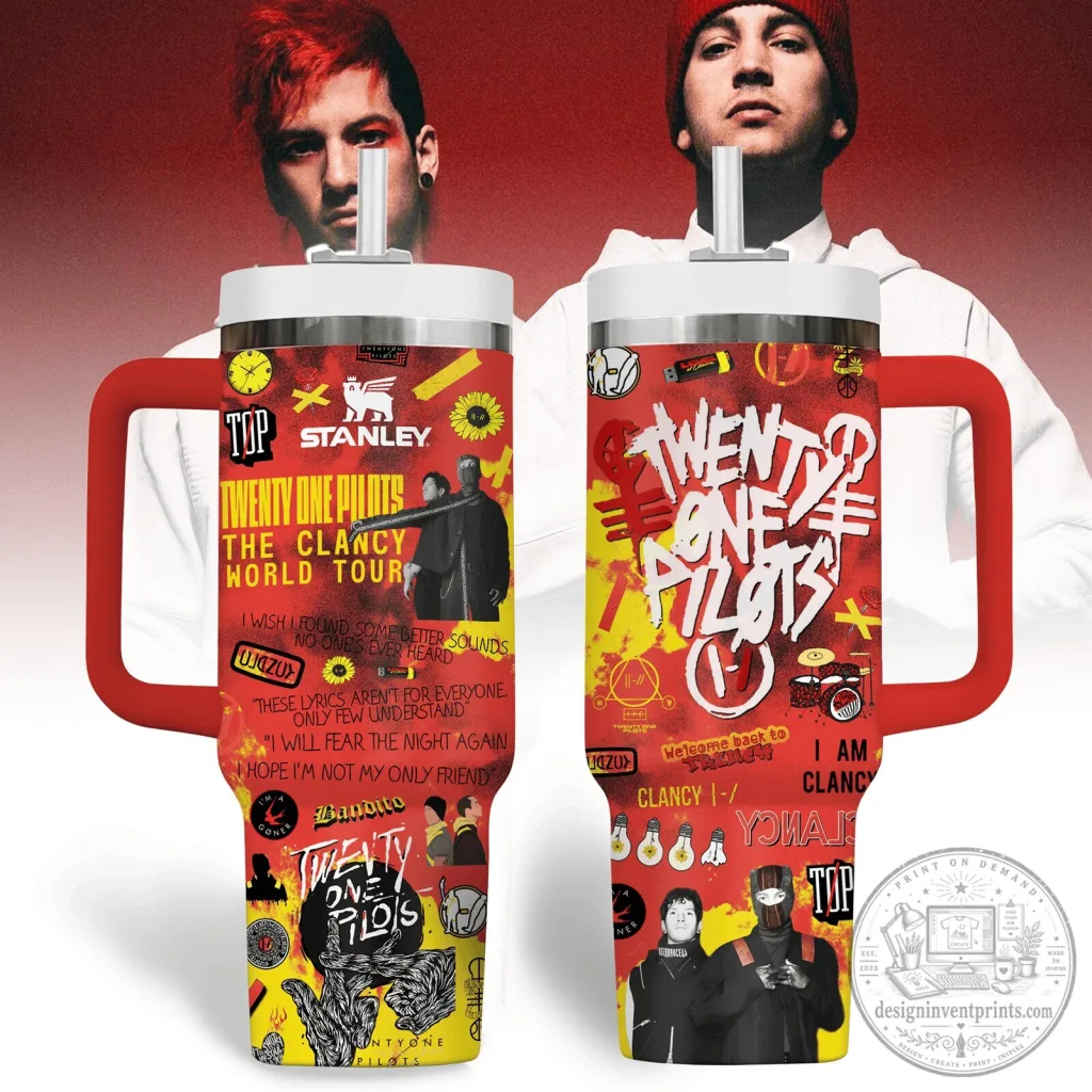Twenty One Pilots The Clancy World Tour Music Band 40oz Tumbler with Handle Twenty One Pilots The Clancy World Tour Music Band 40oz Tumbler with Handle