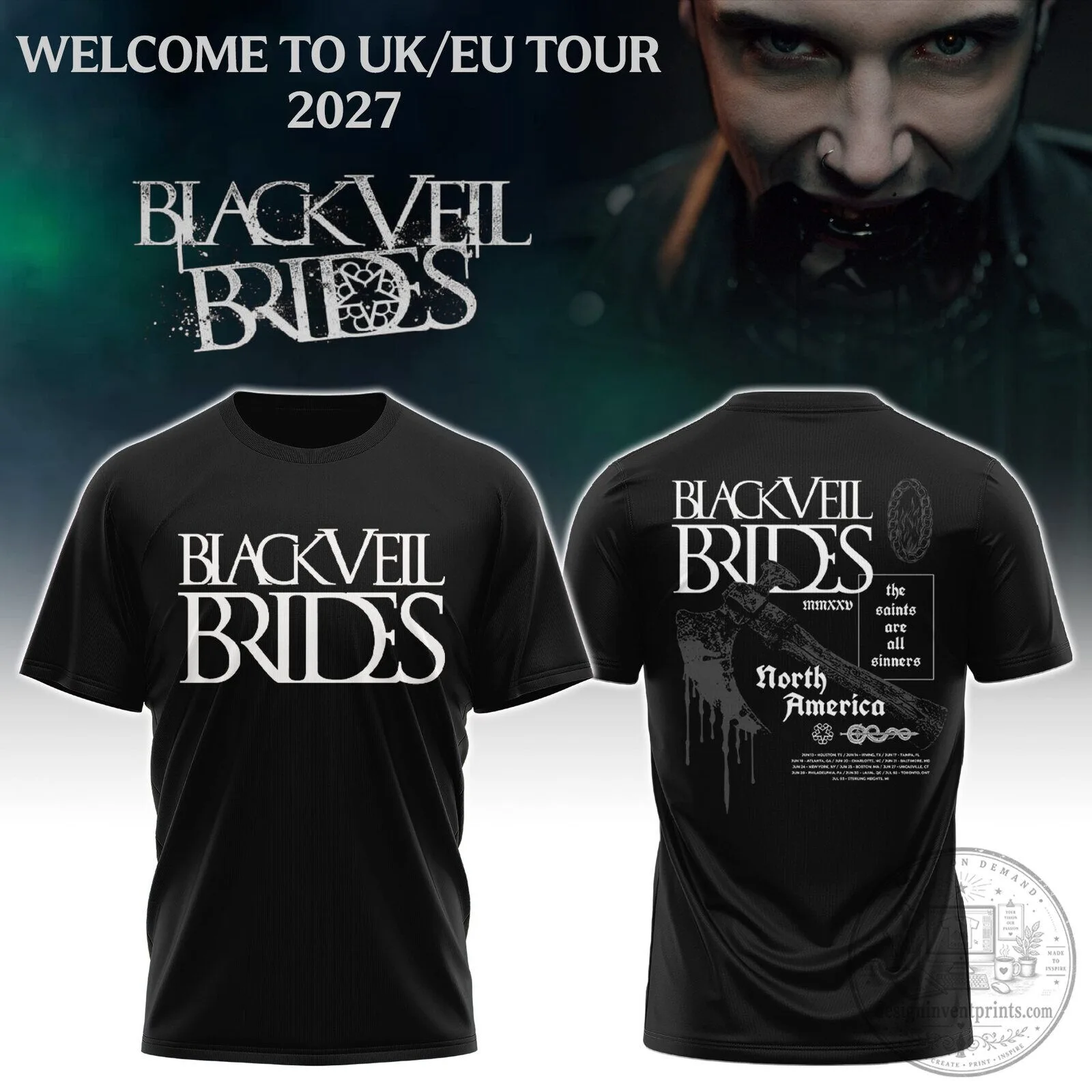 Black Veil Brides Band Logo North America Tour 2025 T-Shirt