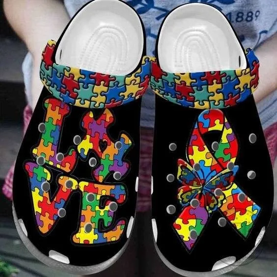 Autism Awareness Day Love Butterfly Ribbon Puzzle Pieces Clogs 5 Autism Awareness Day Love Butterfly Ribbon Puzzle Pieces Clogs