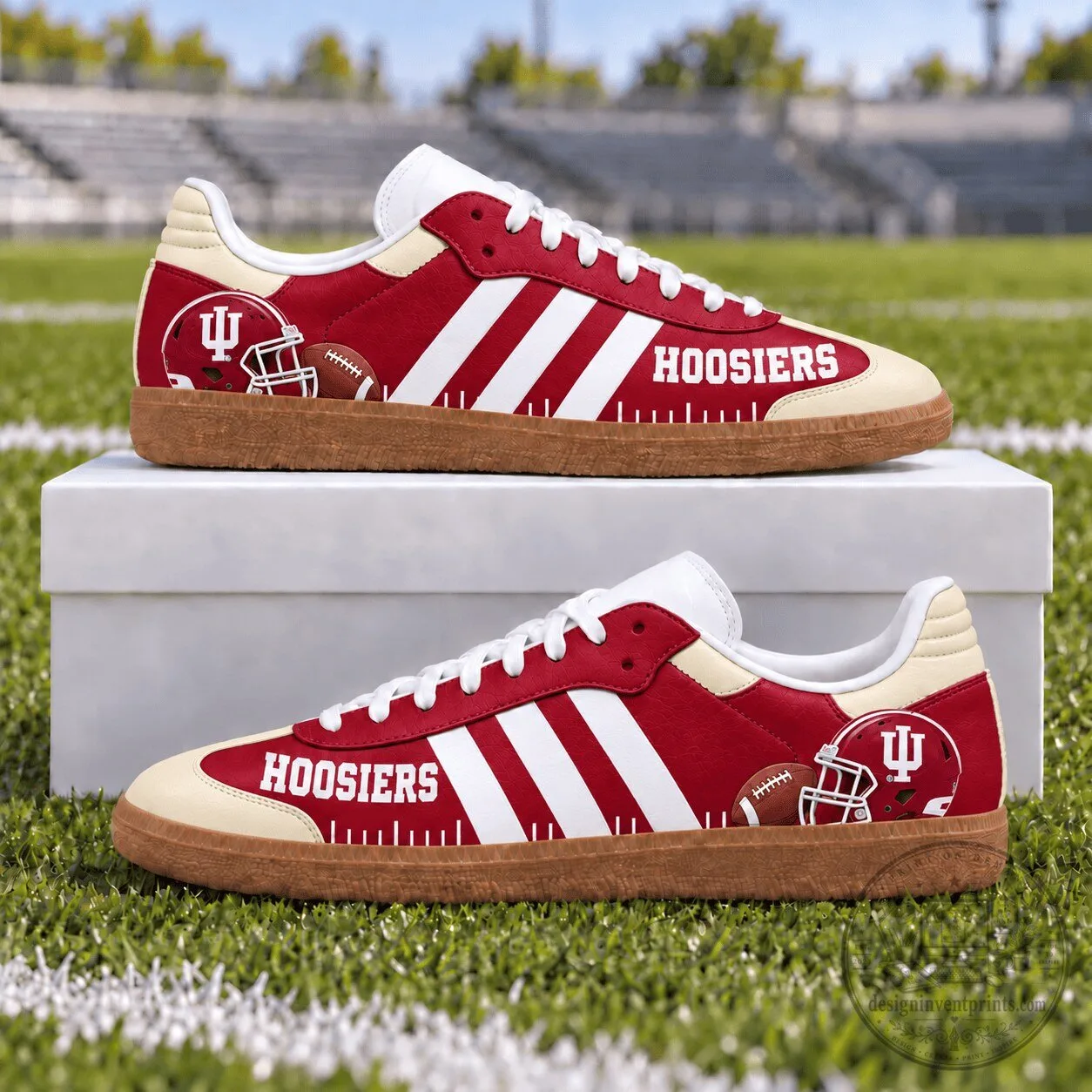 Indiana Hoosiers Football Team Logo Red and White Sneakers 1 Indiana Hoosiers Football Team Logo Red and White Sneakers
