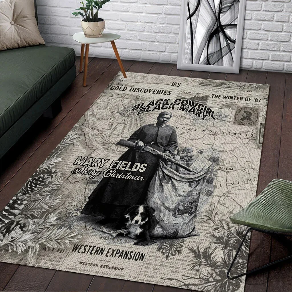 Mary Fields Black Cowgirl Merry Christmas Vintage Map Area Rug 1 Mary Fields Black Cowgirl Merry Christmas Vintage Map Area Rug