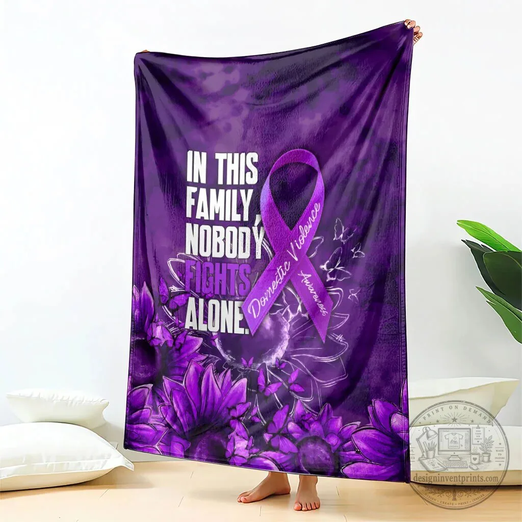 Domestic Violence Awareness Purple Ribbon Sunflower Nobody Fights Alone Blanket 11 Domestic Violence Awareness Purple Ribbon Sunflower Nobody Fights Alone Blanket