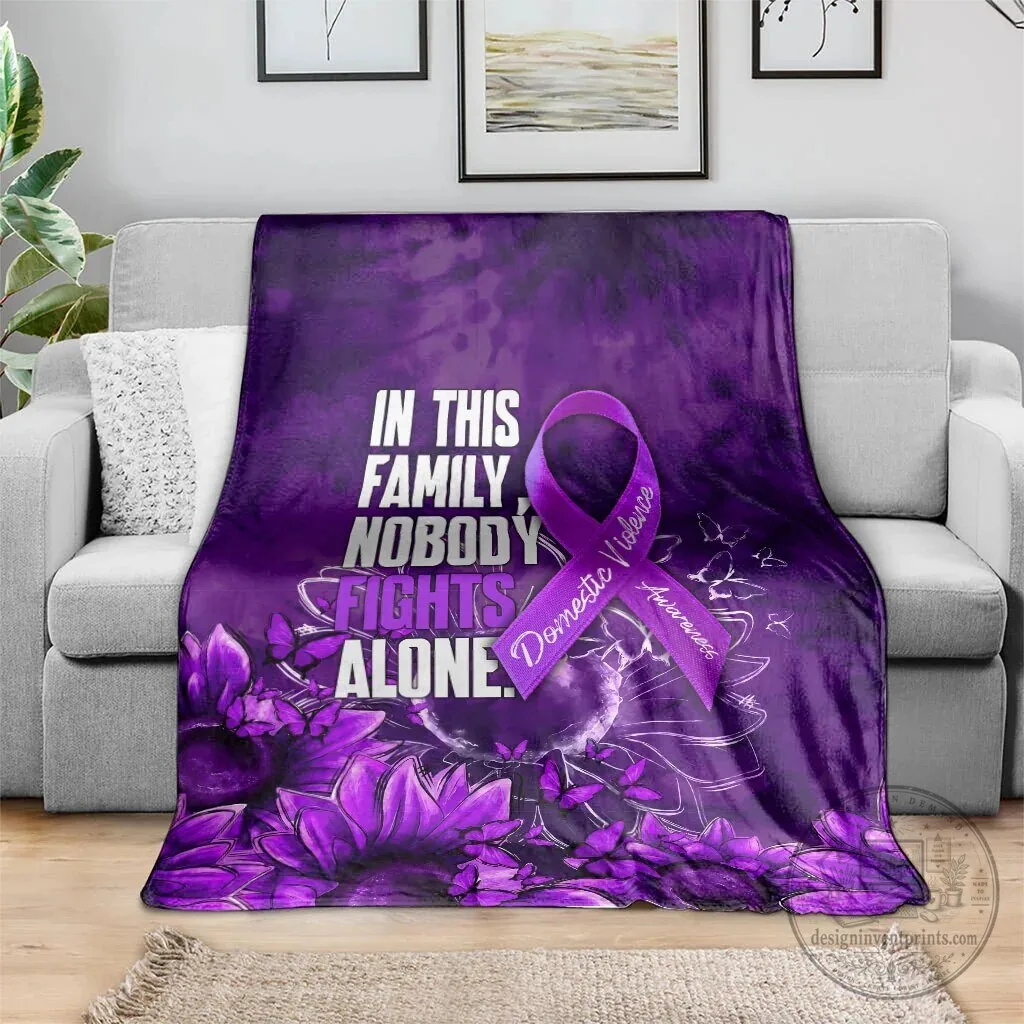 Domestic Violence Awareness Purple Ribbon Sunflower Nobody Fights Alone Blanket 12 Domestic Violence Awareness Purple Ribbon Sunflower Nobody Fights Alone Blanket