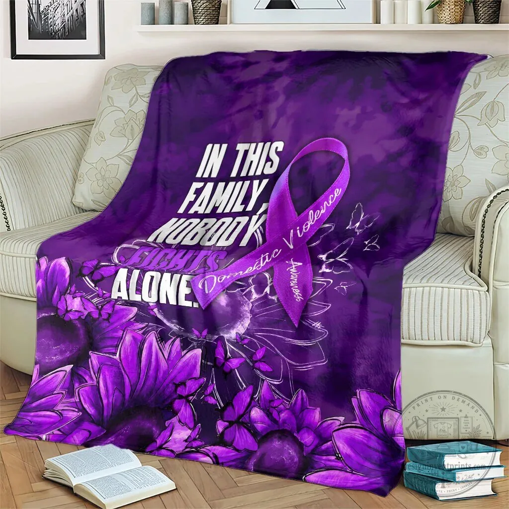 Domestic Violence Awareness Purple Ribbon Sunflower Nobody Fights Alone Blanket 13 Domestic Violence Awareness Purple Ribbon Sunflower Nobody Fights Alone Blanket