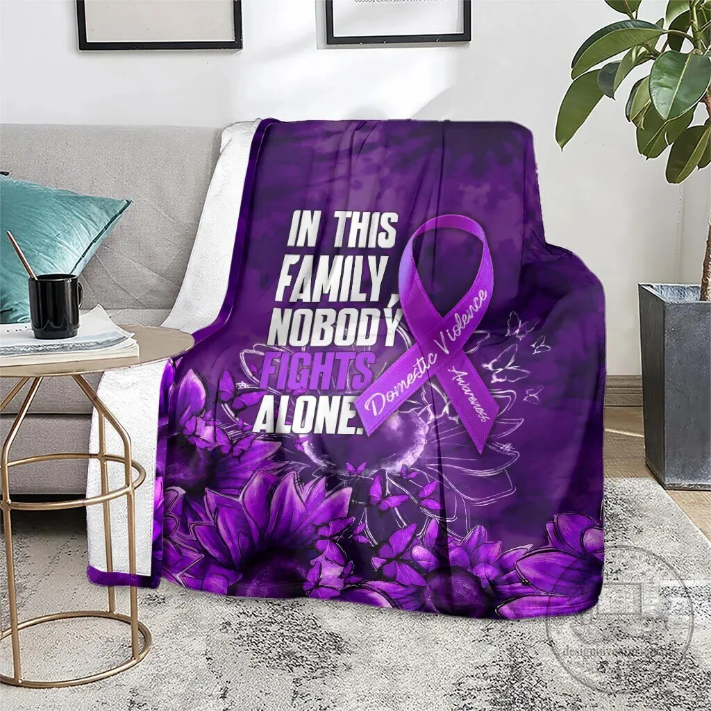 Domestic Violence Awareness Purple Ribbon Sunflower Nobody Fights Alone Blanket 14 Domestic Violence Awareness Purple Ribbon Sunflower Nobody Fights Alone Blanket