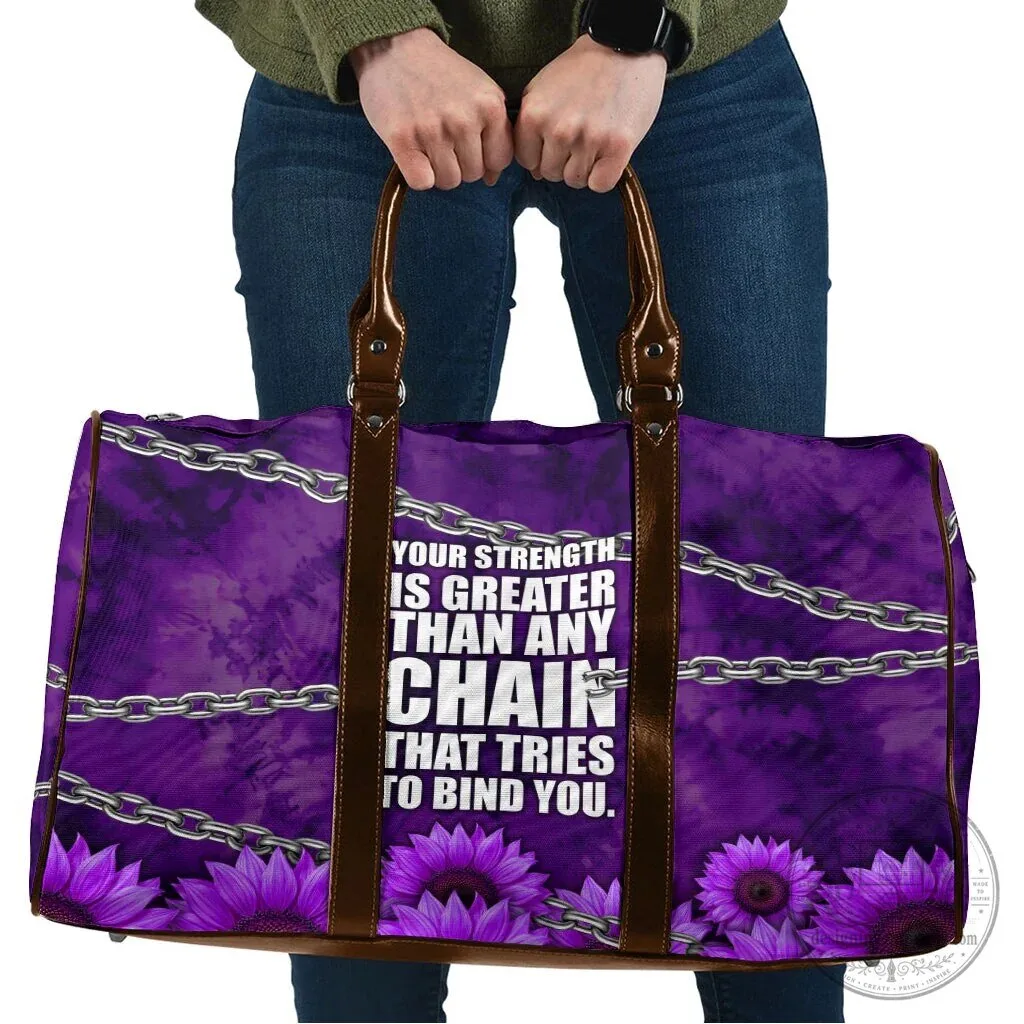 Domestic Violence Awareness Purple Ribbon Sunflower Strength Quote Travel Bag 2 Domestic Violence Awareness Purple Ribbon Sunflower Strength Quote Travel Bag