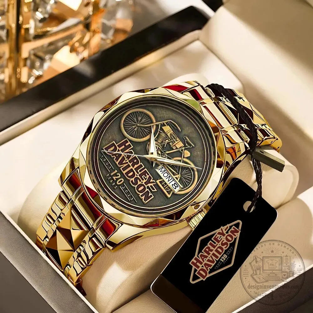 Harley-Davidson 120th Anniversary Gold Tone Stainless Steel Watch
