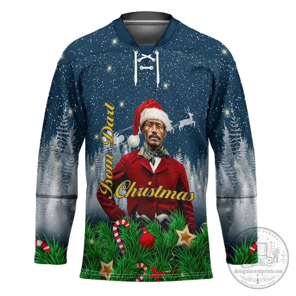 Isom Dart Christmas Cowboy Santa Western Snow Winter Hockey Jersey