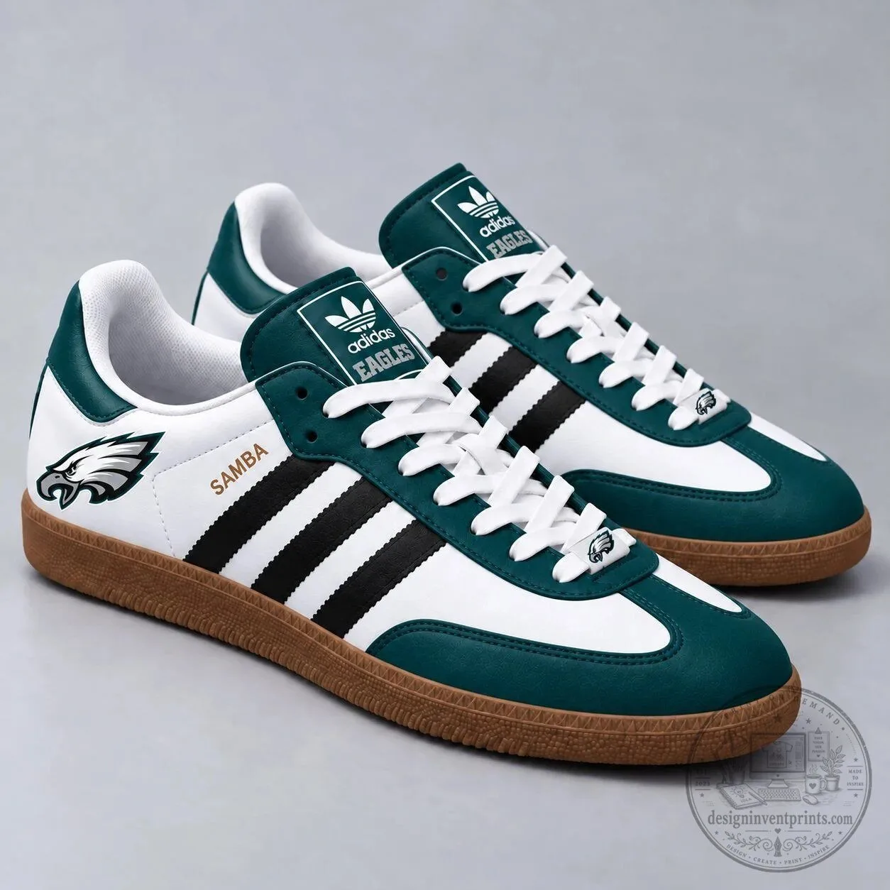 Philadelphia Eagles NFL Team Logo White and Green Samba Shoes
