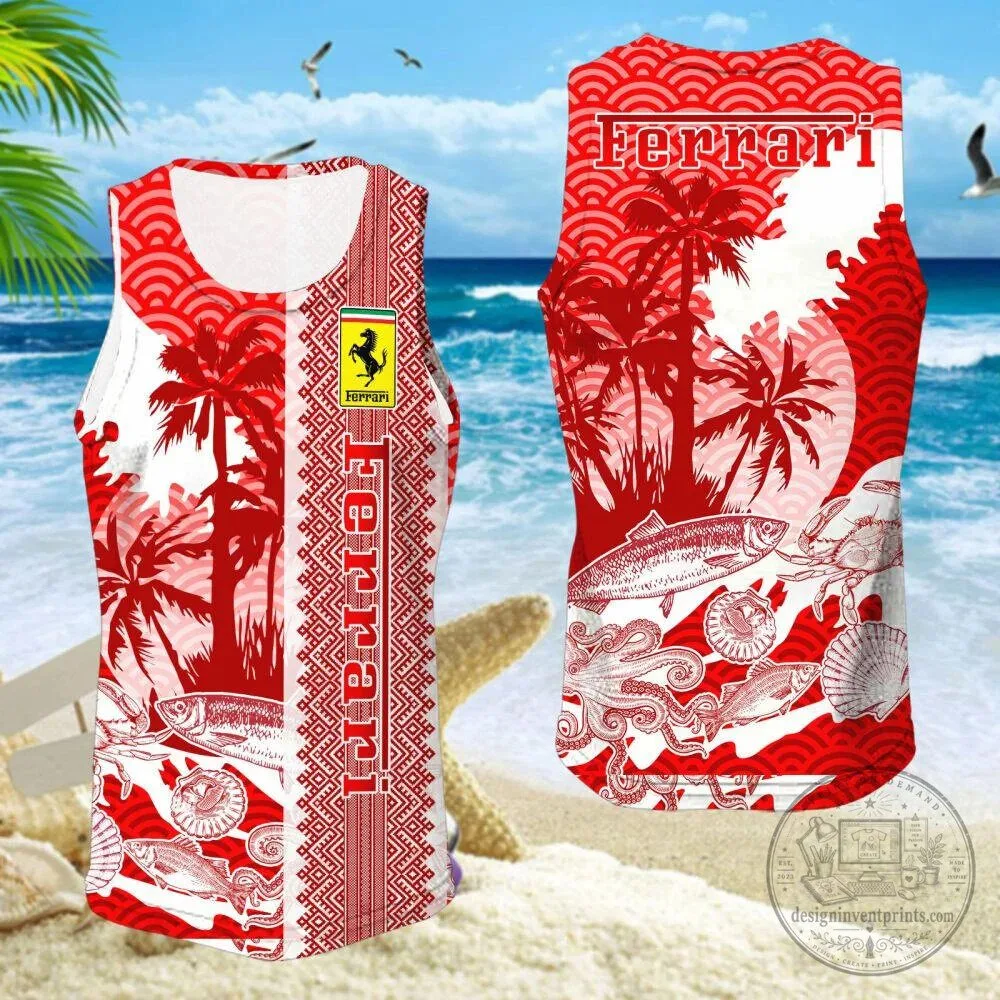 Ferrari Red Hawaiian Shirt for Men, Tropical Beach Vacation Casual Button-Up Top 16 Ferrari Red Hawaiian Shirt for Men, Tropical Beach Vacation Casual Button-Up Top